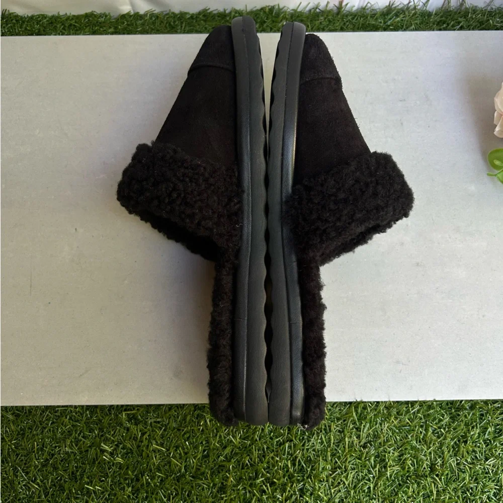 Tory Burch SLIPPER Women's Black Suede & Shearling Slides size 6.5 New
